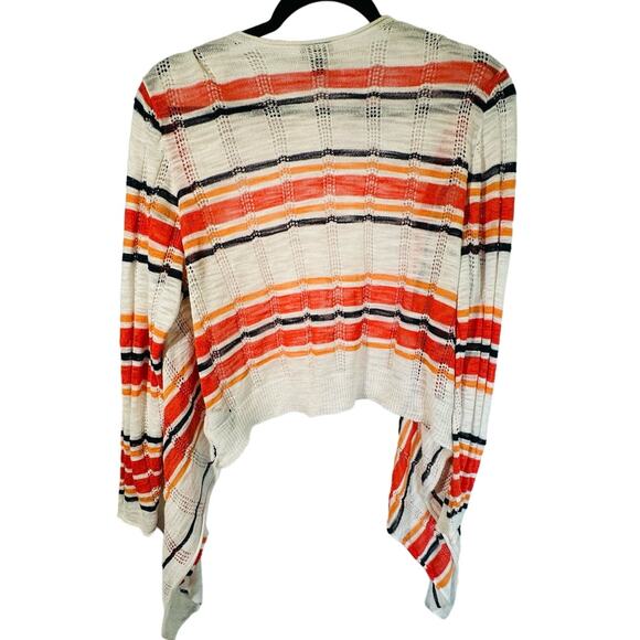 Torrid Open Front Shrug Cardigan Sweater White/Orange Stripe Plus SZ 0 EUC 12/14 - Picture 2 of 8